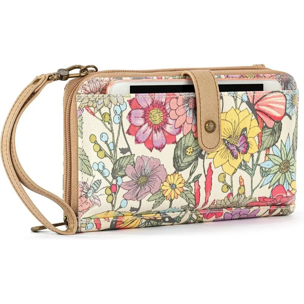 Large Smartphone Crossbody Bag Coated Canvas Women Stylish Organizes Essentials